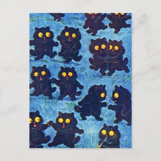 Black Cats Dancing in Moonlight, Louis Wain Briefkaart (Voorkant)