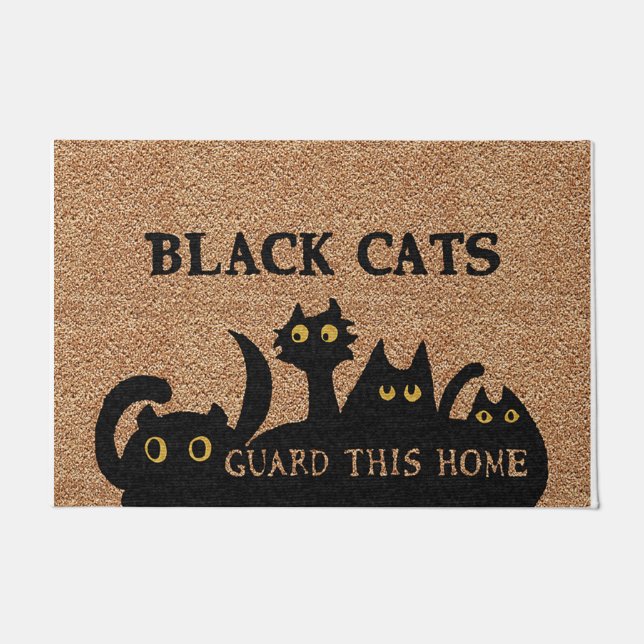 Black Cats Guard This Home Deurmat (Voorkant)