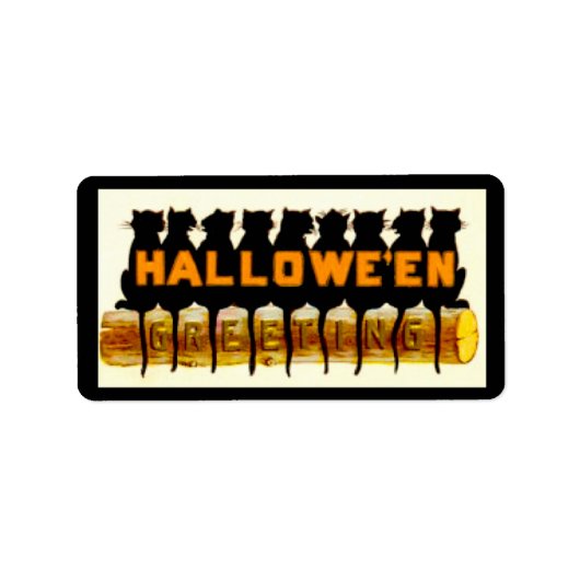 Black Cats Halloween Greeting Etiket (Voorkant)