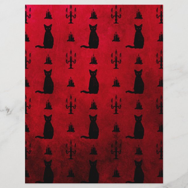 Black Cats Halloween Scrapbook Paper (Voorkant)