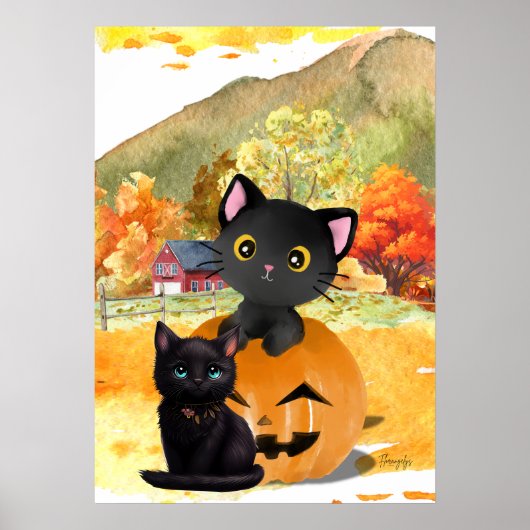 Black Cats “Mommy and Me” Wall Art Poster (Devant)