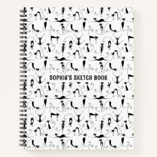 Black Cats Motif sans couture Livre d'croquis pers