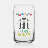 Black Cats & Ornamenten Retro Mid Century Christma