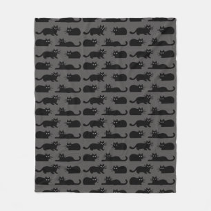 Black Cats Pattern   Koel Kat zwart en grijs Fleece Deken