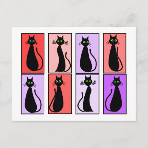 Black Cats Pop Art Gifts Briefkaart