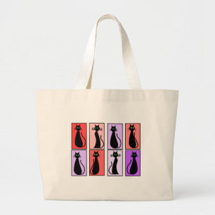 Black Cats Pop Art Gifts Grote Tote Bag
