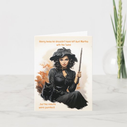 Black Cats Purrfect Babysitter Halloween Kaart (Voorkant)