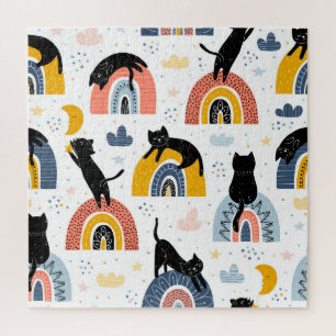 Black Cats Rainbows Fantasy Patroon Legpuzzel