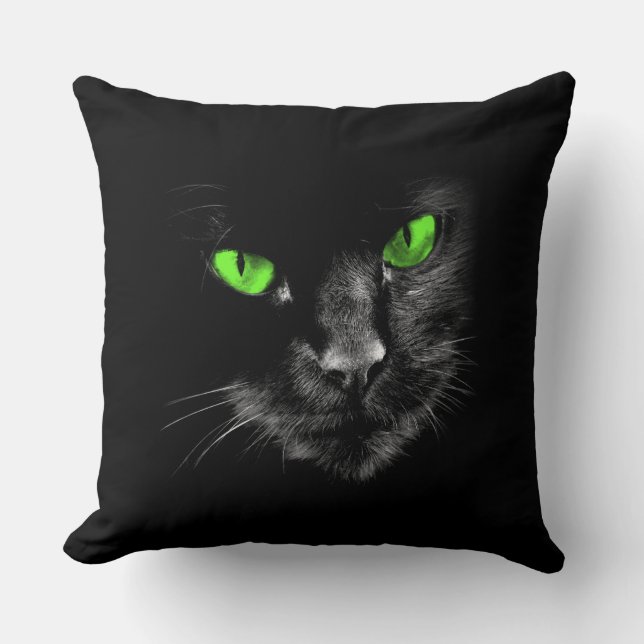 Black Cats Rule - Groene ogen Kussen (Voorkant)