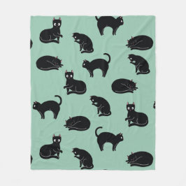 Black Cats Seamless Patroon Fleece Deken