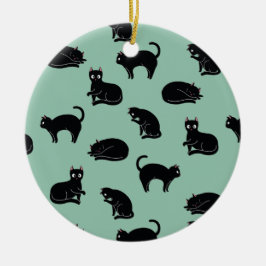 Black Cats Seamless Patroon Keramisch Ornament