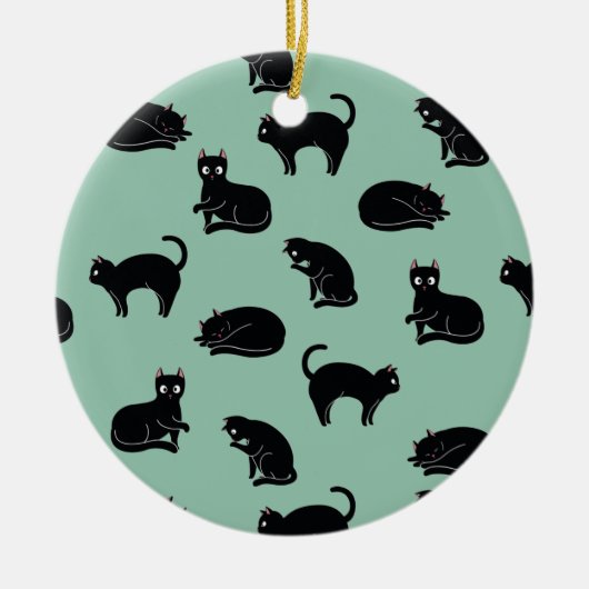 Black Cats Seamless Patroon Keramisch Ornament (Voorkant)