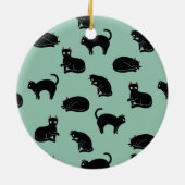 Black Cats Seamless Patroon Keramisch Ornament (Achterkant)