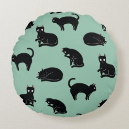 Black Cats Seamless Patroon Rond Kussen