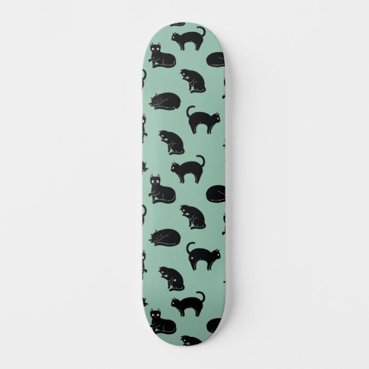 Black Cats Seamless Patroon Skateboard (Voorkant)
