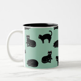 Black Cats Seamless Patroon Tweekleurige Koffiemok