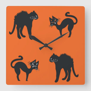 Black Cats Vierkante Wandklok Klok
