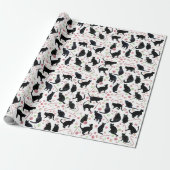 Black Cats with Peppermint Candy Wrapping Paper Cadeaupapier (Uitgerold)