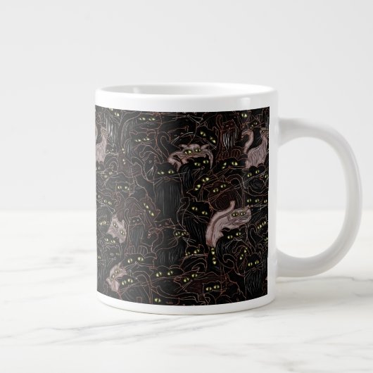 Black Cats Yellow Eyes Jumbo Coffee Mug (Droite)