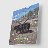 Black Cattle Impressions Vierkante Klok (Hoek)