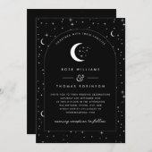 Black Celestial Arched Wedding Invitation Kaart (Voorkant / Achterkant)