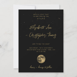 Black Celestial Wedding Invitation Kaart