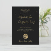 Black Celestial Wedding Invitation Kaart (Staand voorkant)