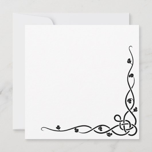 Black Celtic Corner Vine Faire-part de mariage (Dos)