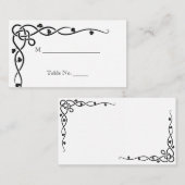 Black Celtic Corner Vine Mariage Cartes de Place (Devant / Derrière)