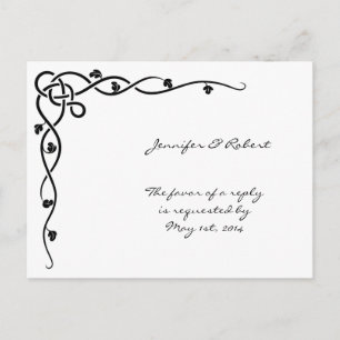 Black Celtic Knot Corner Vine RSVP Briefkaart