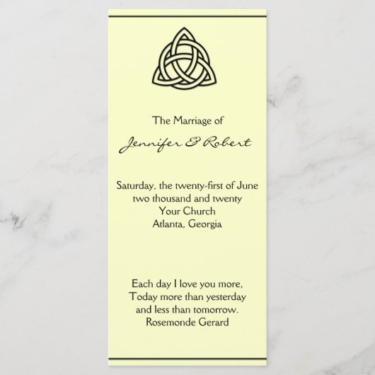 Black Celtic Knot Wedding Programme (Devant)