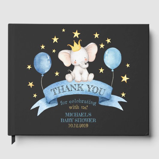 black chalk baby party elephant gastenboek (Voorkant)