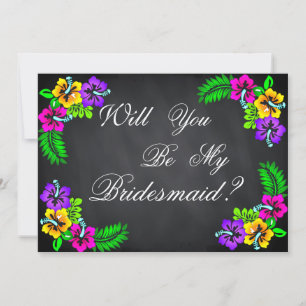 Black Chalk Board Floral zal je mijn Bridesmaid zi Kaart