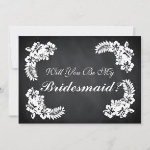 Black Chalk Board Floral zal je mijn Bridesmaid zi Kaart