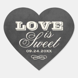  Black Chalkboard Love is Sweet Wedding Hart Sticker