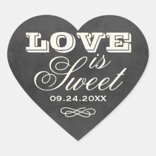  Black Chalkboard Love is Sweet Wedding Hart Sticker