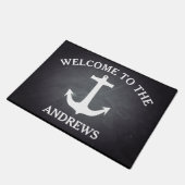 Black Chalkboard Modern Welcome Persoonlijk Deurmat (Schuin)