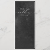 Black Chalkboard Silver Swash Calligraphy Wedding Menu (Achterkant)