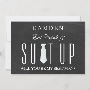 Black Chalkboard Suitup word m'n Bestman Inv Kaart