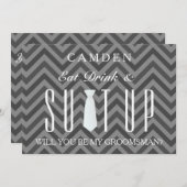 Black Chalkboard Suitup Zal ik m'n groomsman zijn? Kaart (Voorkant / Achterkant)