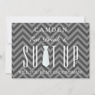 Black Chalkboard Suitup Zal ik m'n groomsman zijn? Kaart