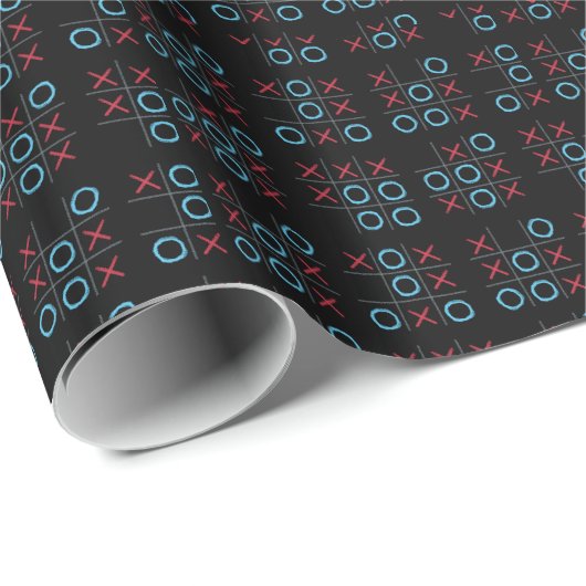 Black Chalkboard Tic Tac Toe X en O's Game Cadeaupapier (Rol Hoek)