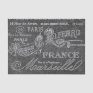 Black Chalkboard Vintage French City Names Paris Tissuepapier