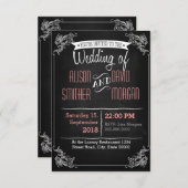 Black chalkboard wedding invitation (Devant / Derrière)