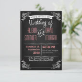 Black chalkboard wedding invitation kaart (Staand voorkant)