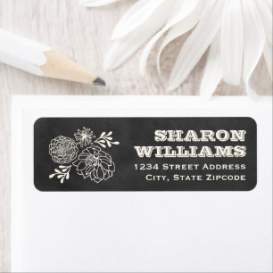 Black Chalkboard Wedding Return-adres Etiket