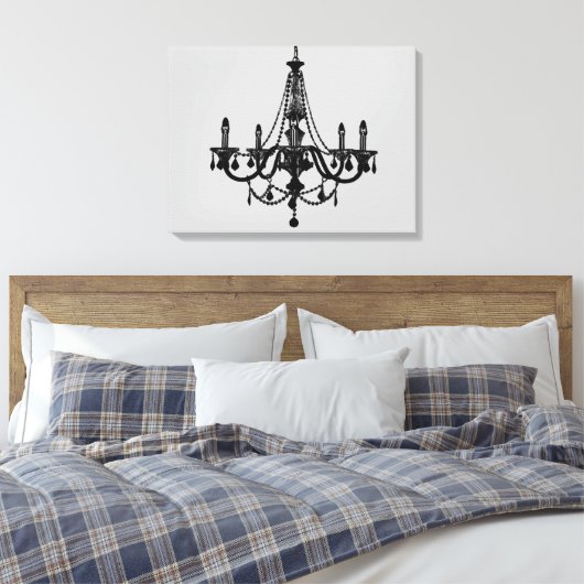 Black Chandelier Canvas Afdruk (Insitu (Slaapkamer))