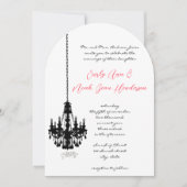 Black Chandelier Damask Wedding Invitations Kaart (Voorkant)