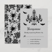 Black Chandelier en Damask RSVP Kaartje (Voorkant / Achterkant)
