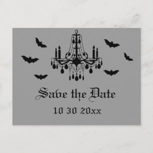 Black Chandelier en Damask Save the Date Briefkaar Aankondigingskaart